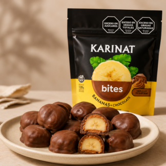 BITES DE BANANA BAÑADOS EN CHOCOLATE CON LECHE (120GR)